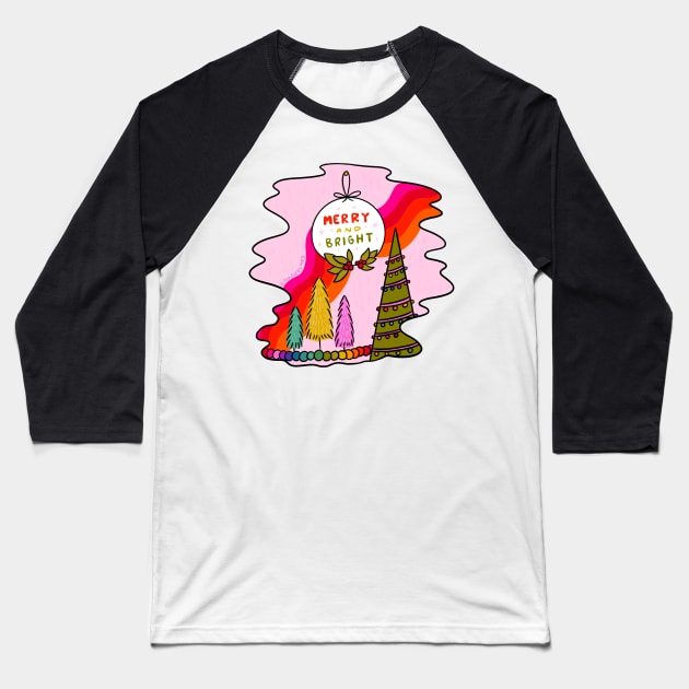 Merry and Bright Baseball T-Shirt by Doodle by Meg